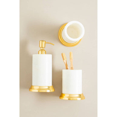 Mako White Marble Toothbrush Holder
