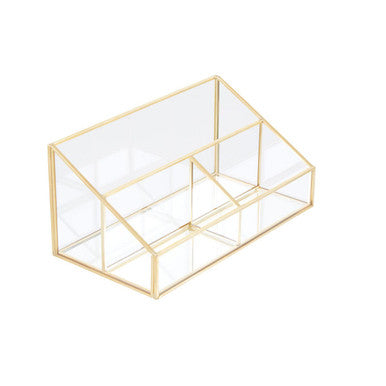 Beauty Glass Makeup Organiser With 3 Compartments