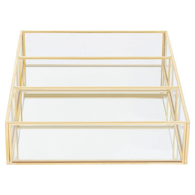Beauty 3 Compartments Clear Glass Makeup Organiser