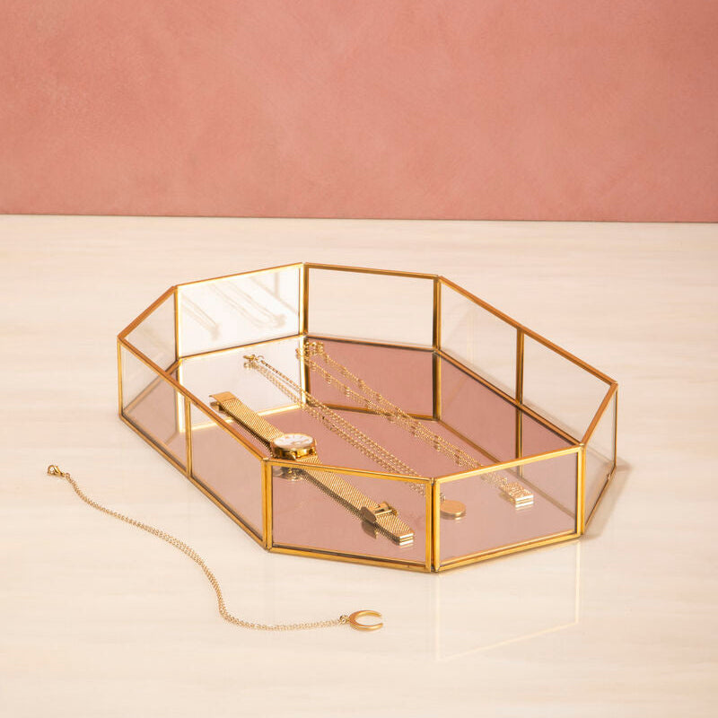 Vintage Glass Octagonal Jewellery Tray