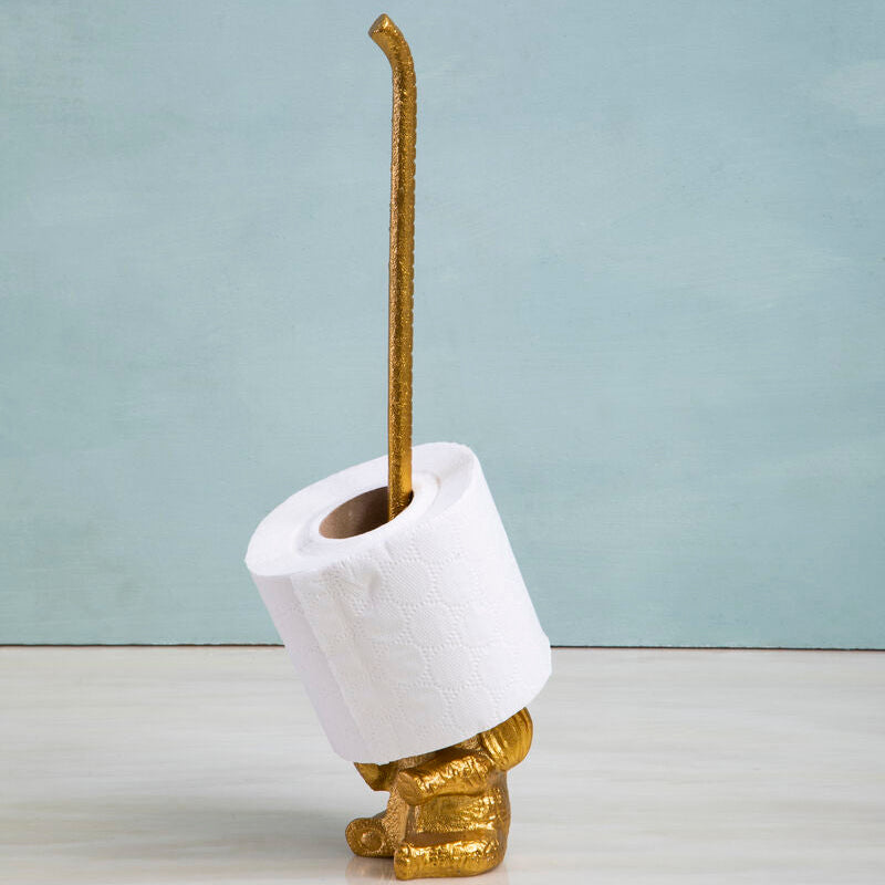 Gold Finish Elephant Toilet Roll Holder | Fauna