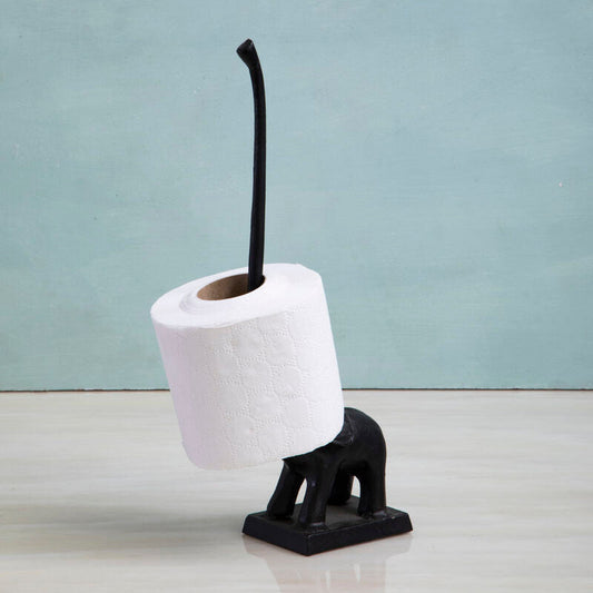 Fauna Black Finish Elephant Toilet Roll Holder