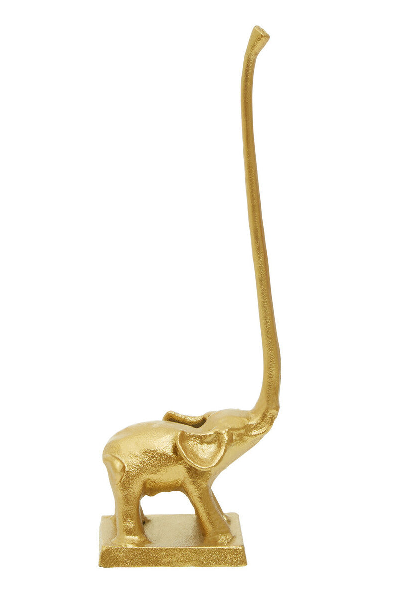 Fauna Gold Finish Elephant Toilet Roll Holder With Square Base