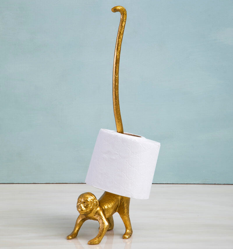 Fauna Gold Finish Monkey Toilet Roll Holder