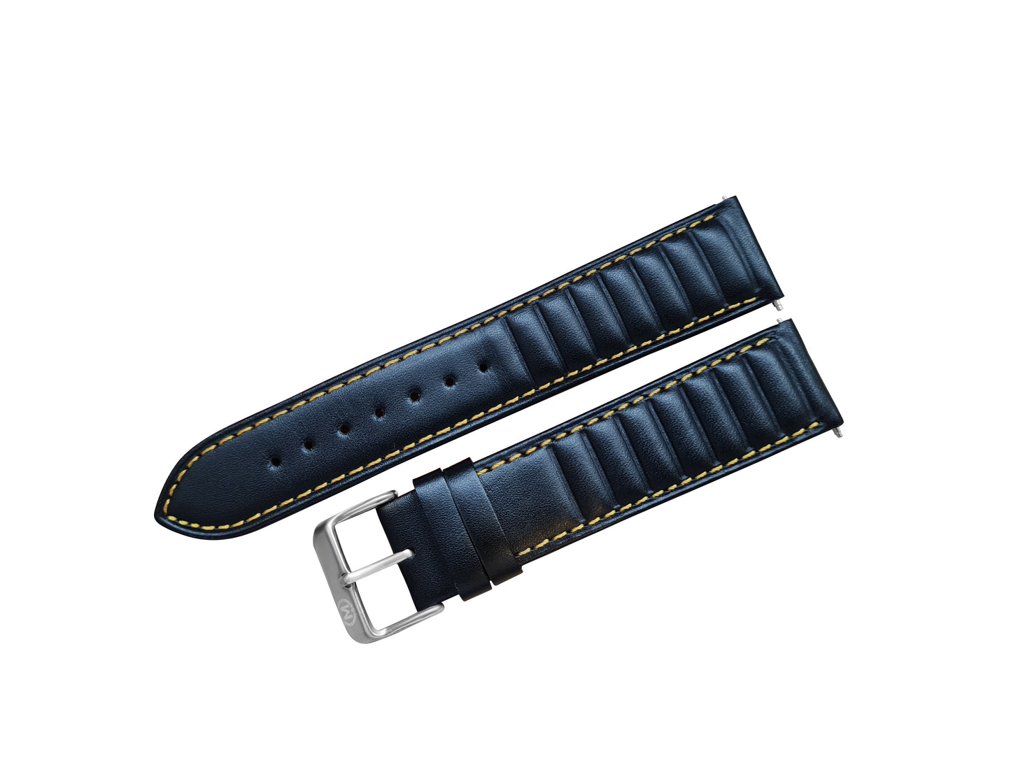 Black Ribbed Leather Race Watch Strap