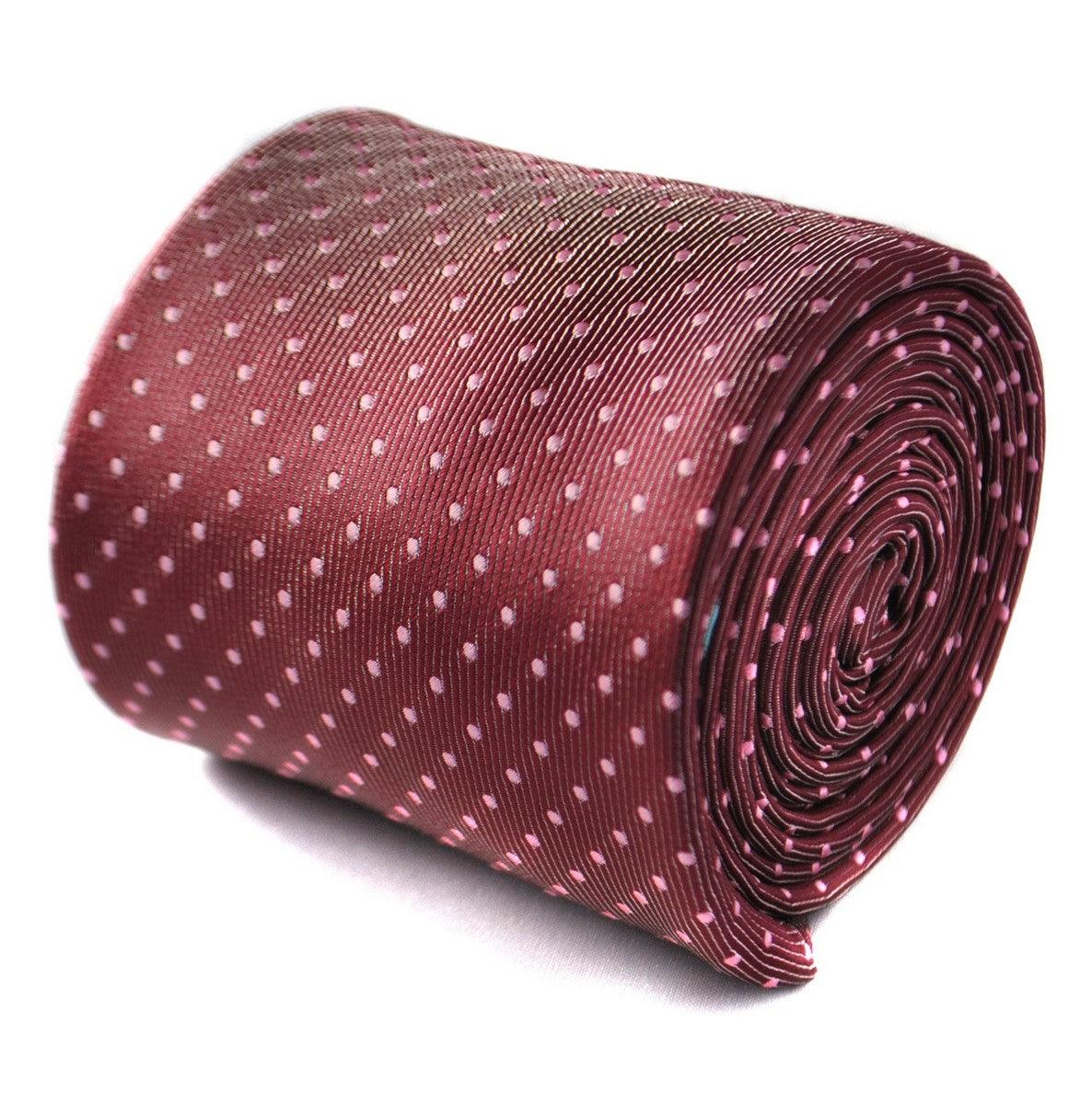 burgundy tie with pink pin polka dots