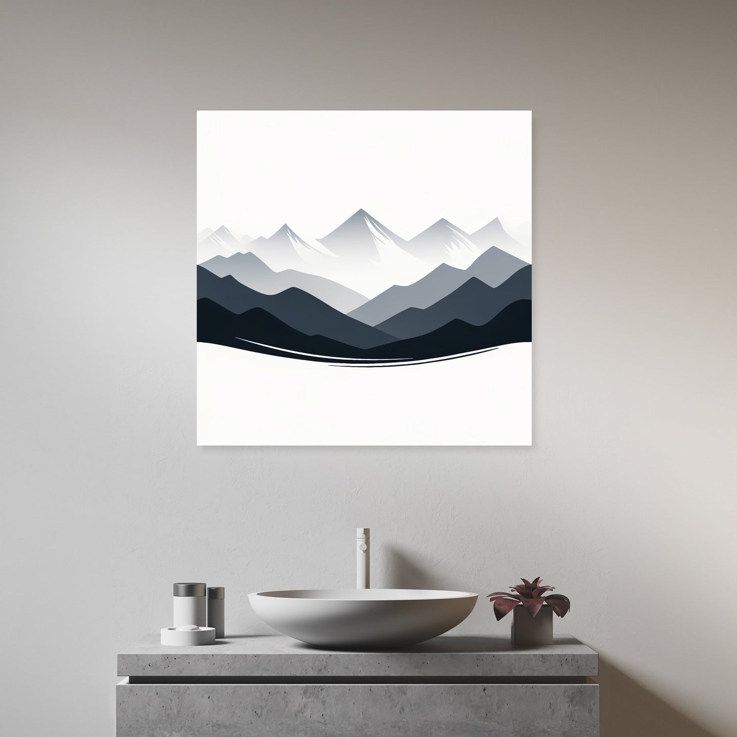 Grey Mountain Silhouette Canvas
