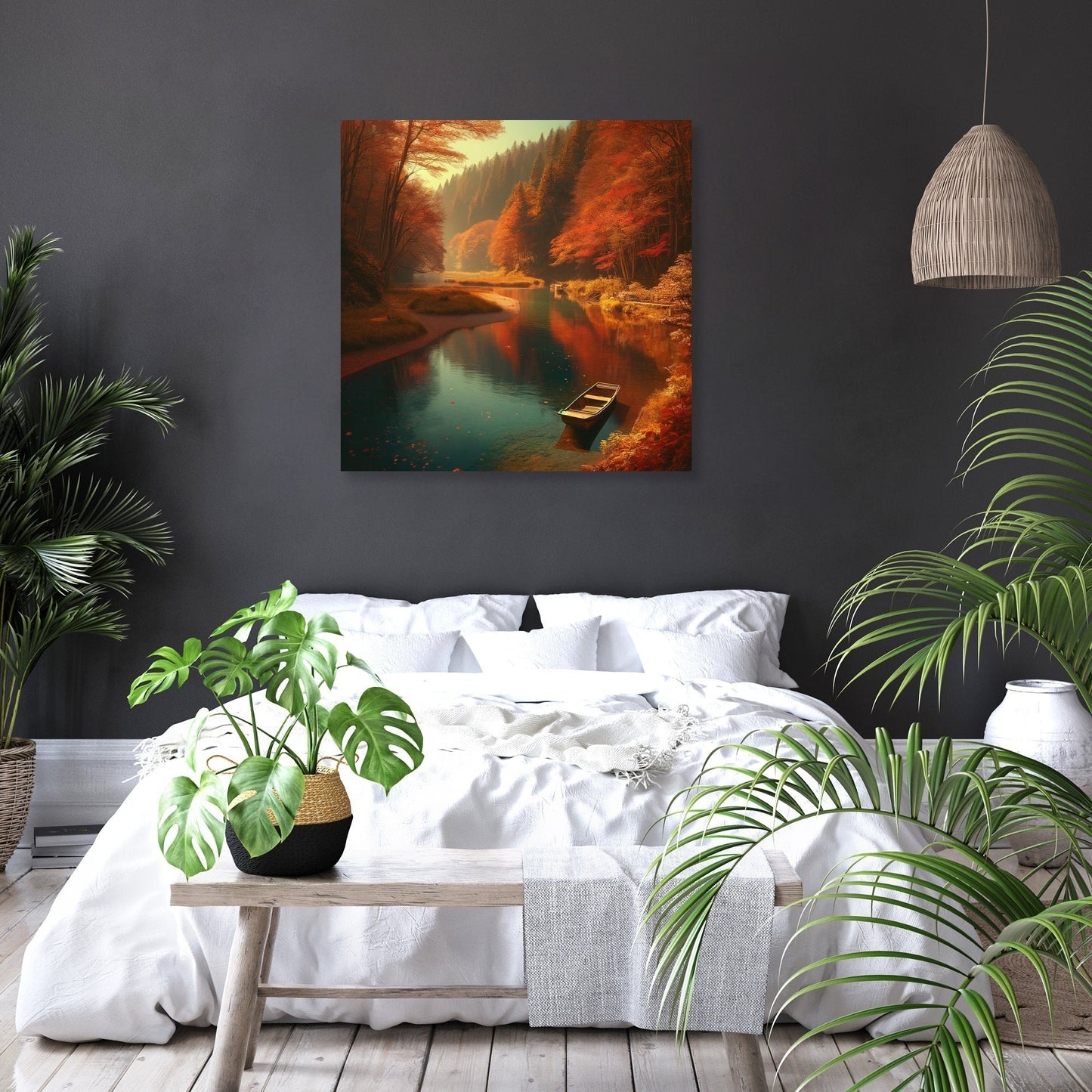Autumn River Tranquility Canvas