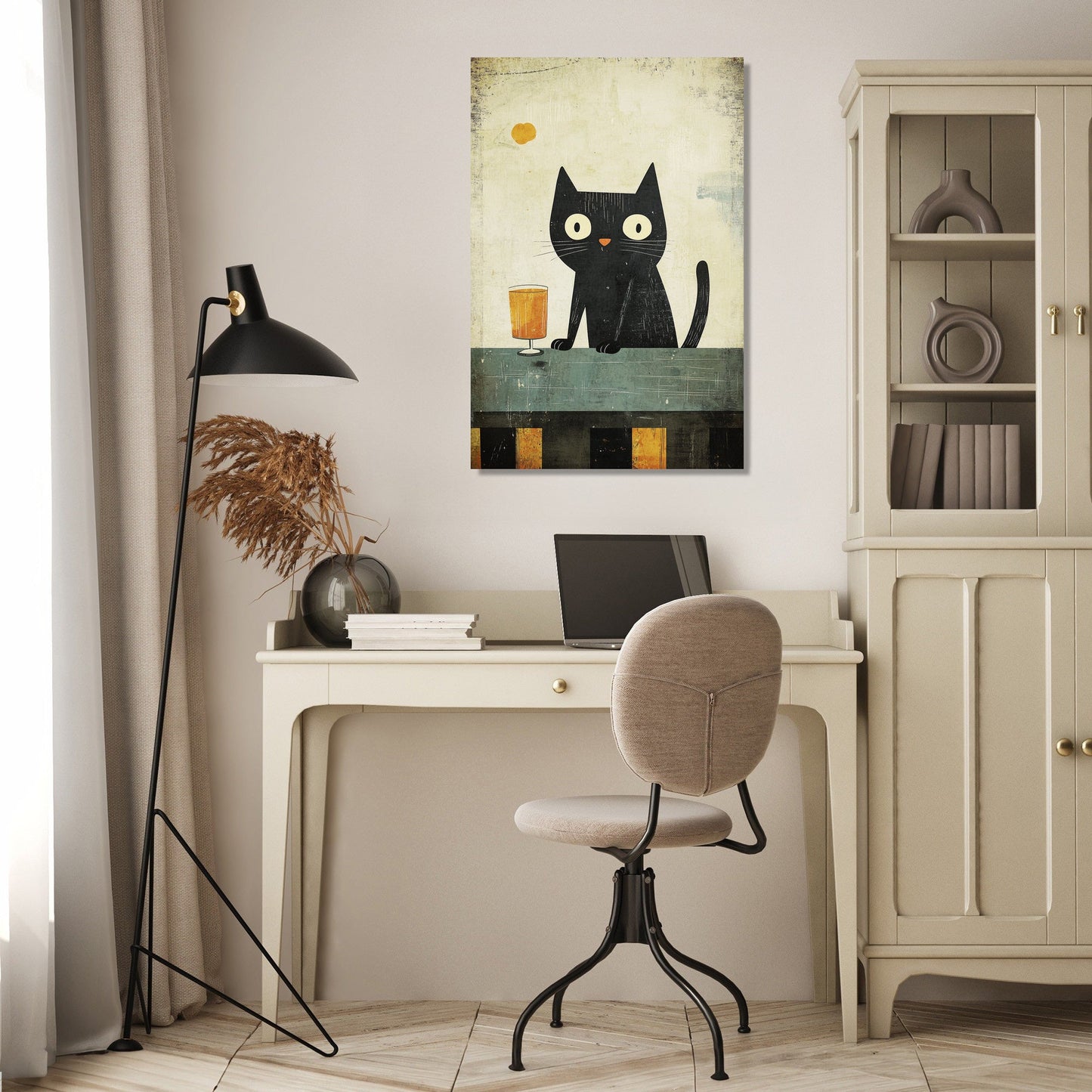 Cat with Drink Canvas