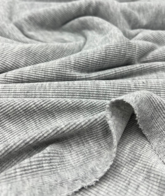 Grey Fine Rib 285GSM Stretch Fabric