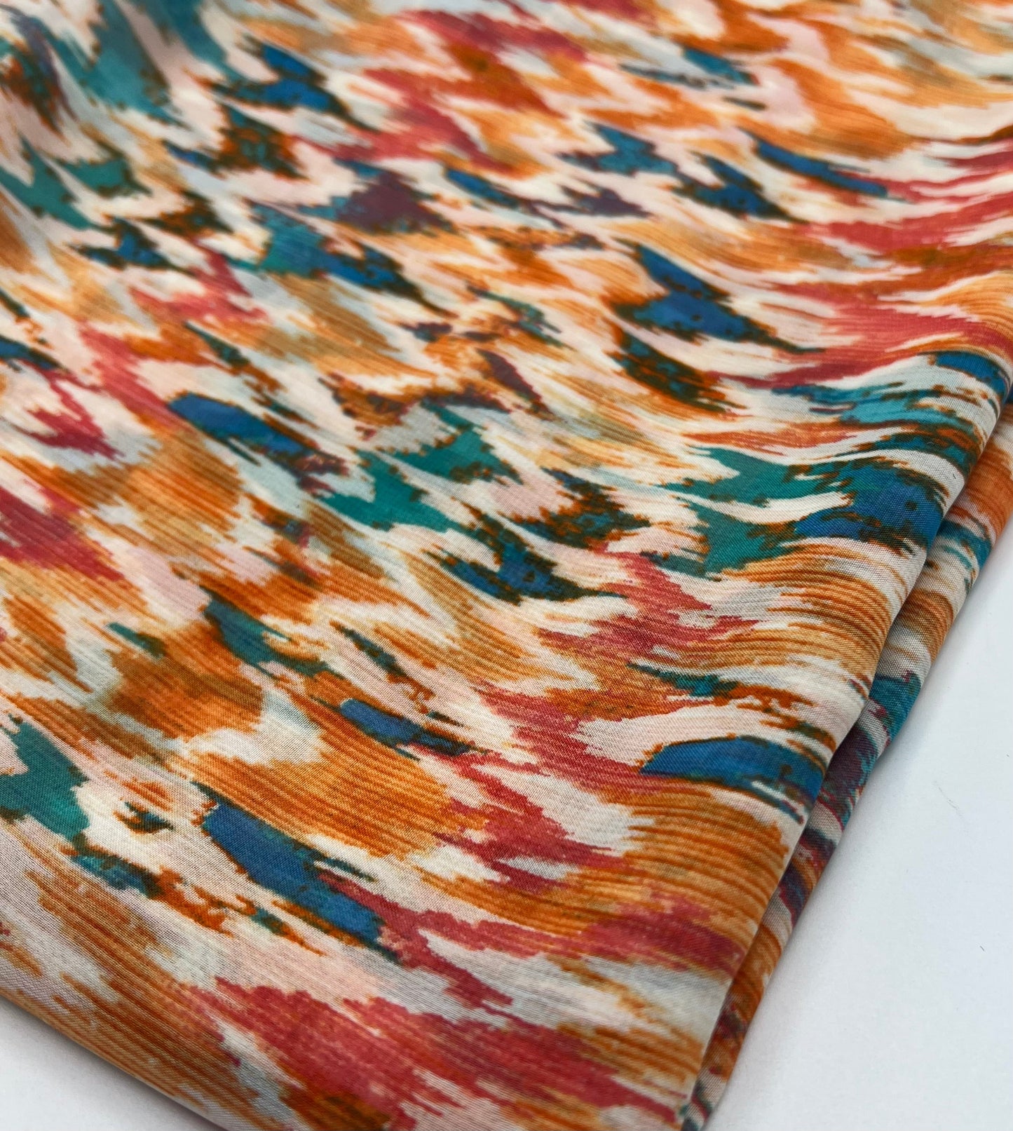 Orange Mix Printed Chiffon Dress Fabric