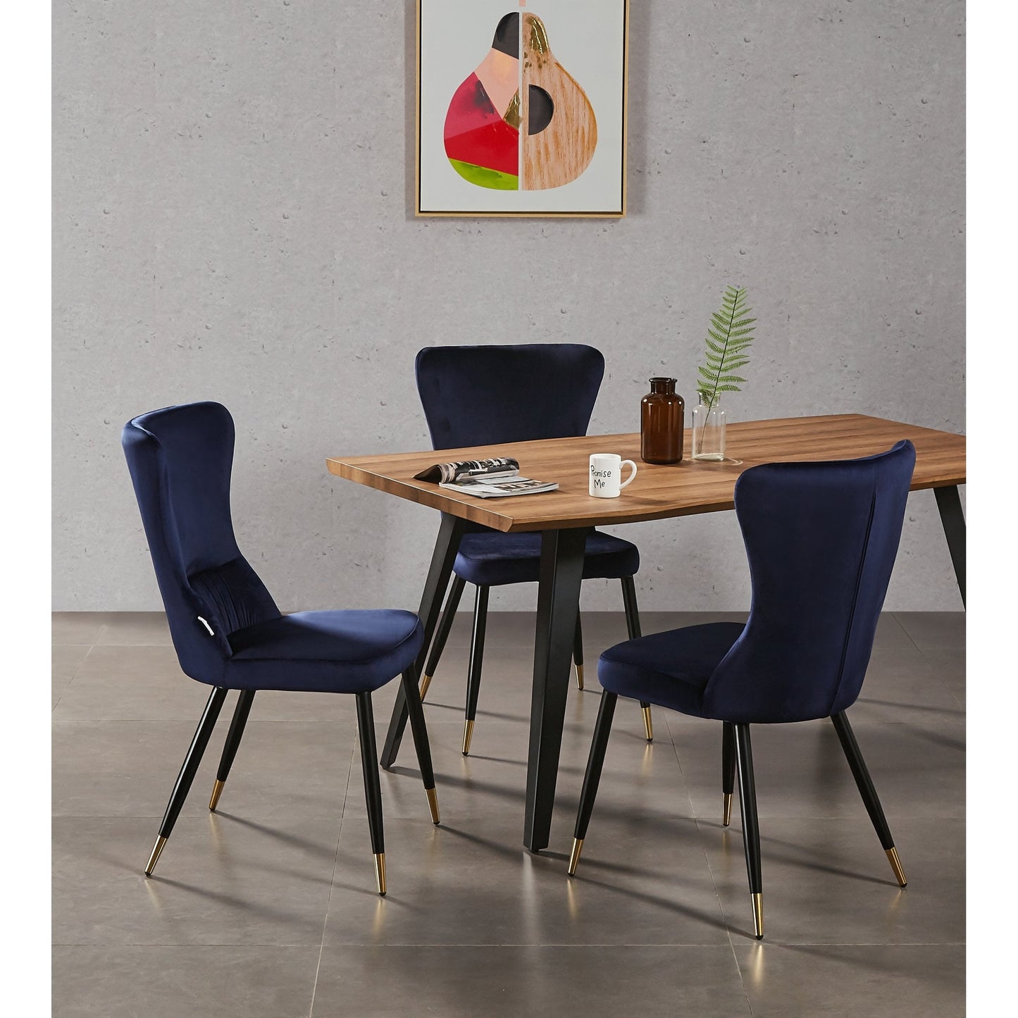 New York LUX Velvet Dining Chair with Metal Legs - Scandinavian Inspired