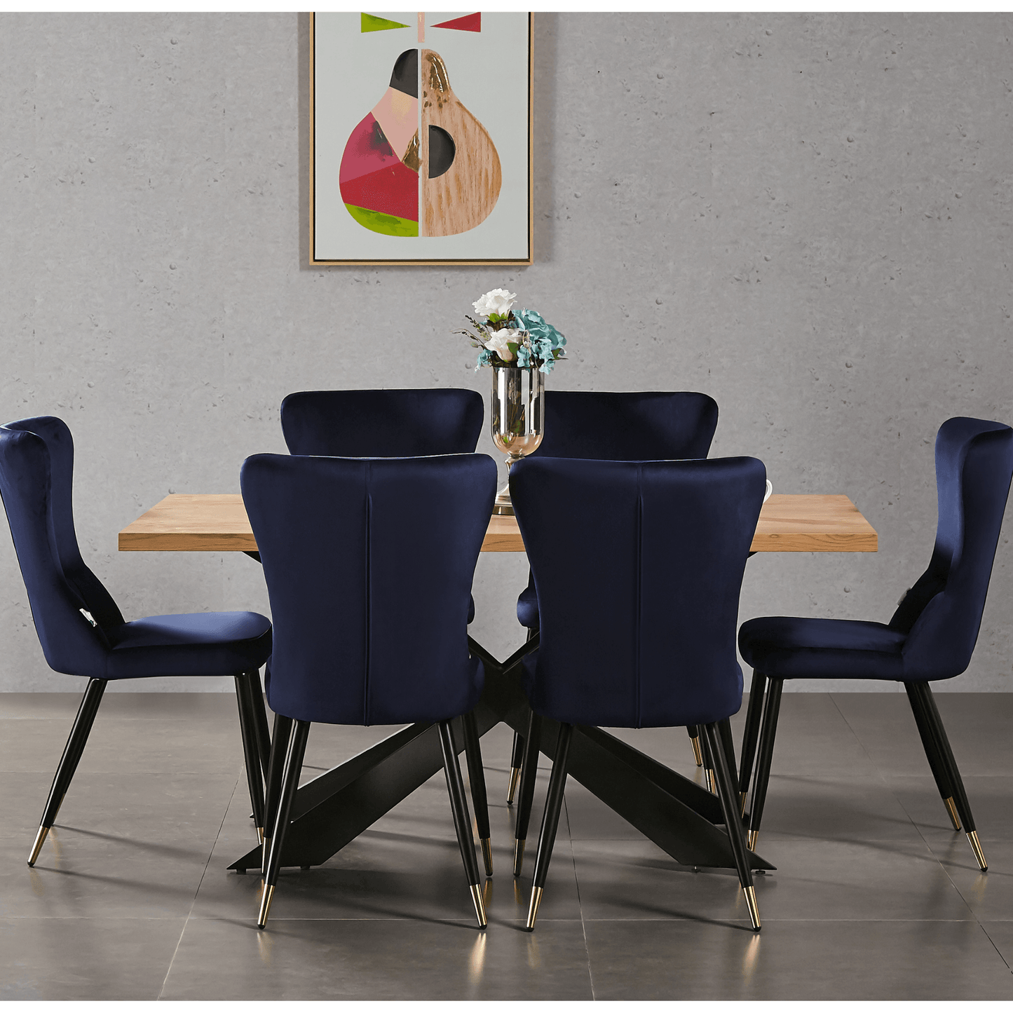 New York LUX Velvet Dining Chair with Metal Legs - Scandinavian Inspired