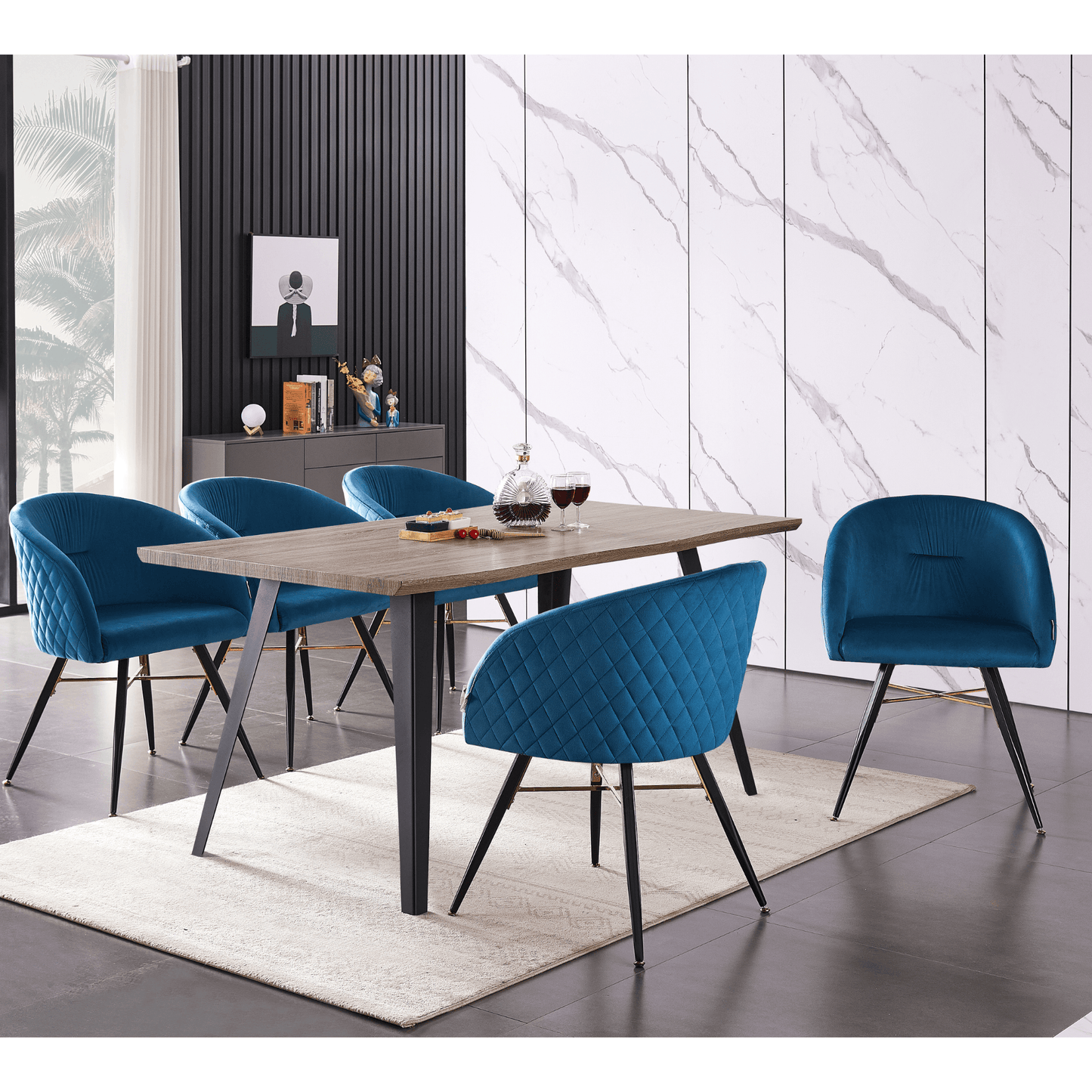 Vittorio LUX Velvet Dining Chair with Metal Legs - Perfect for Dining Room Living Room