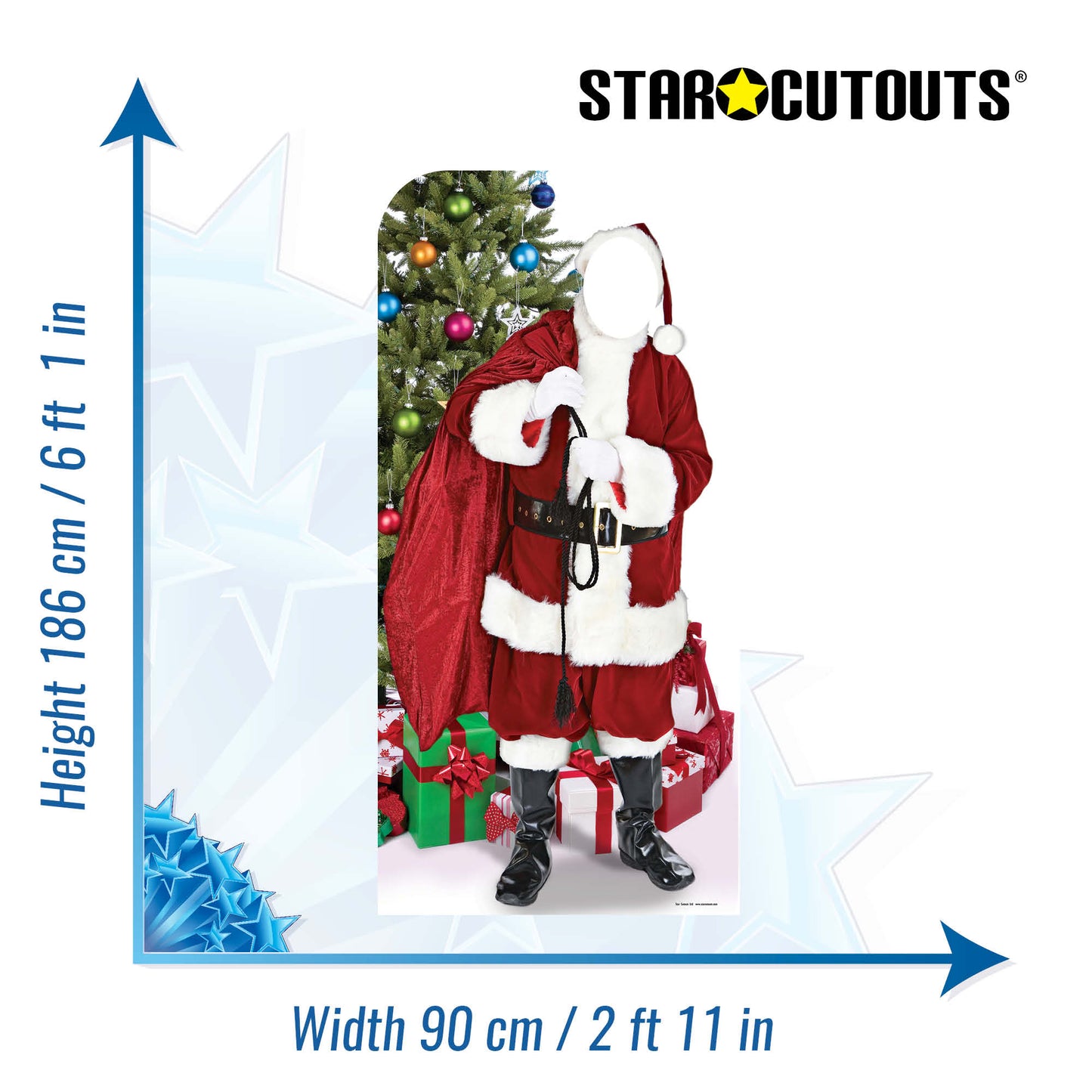 SC173 Father Christmas 'Stand-In' Cardboard Cut Out Height 186cm