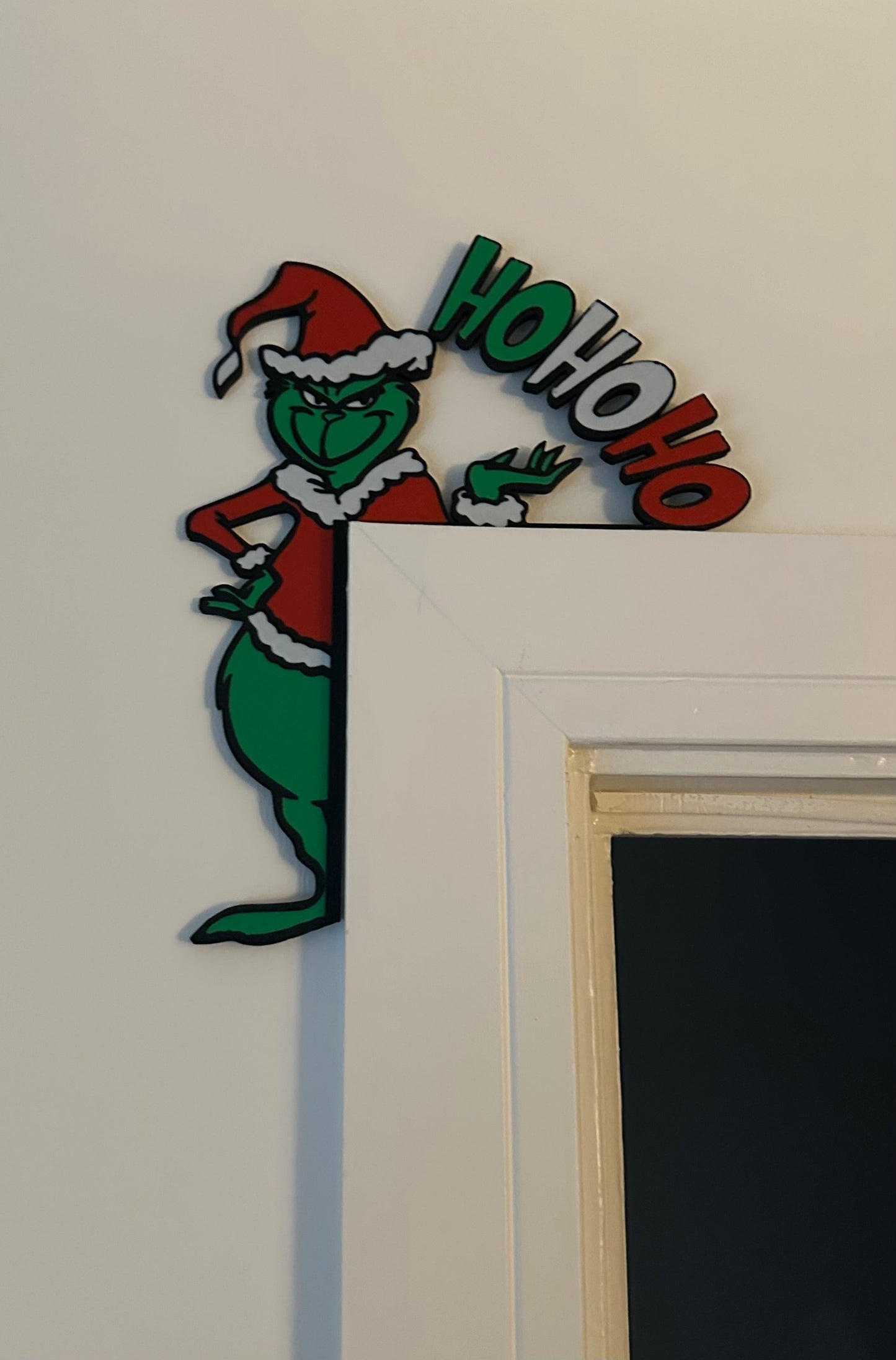 Grinch Door Corner or Light Switch Topper | Christmas Sign | Xmas Decoration | Festive Wall Art