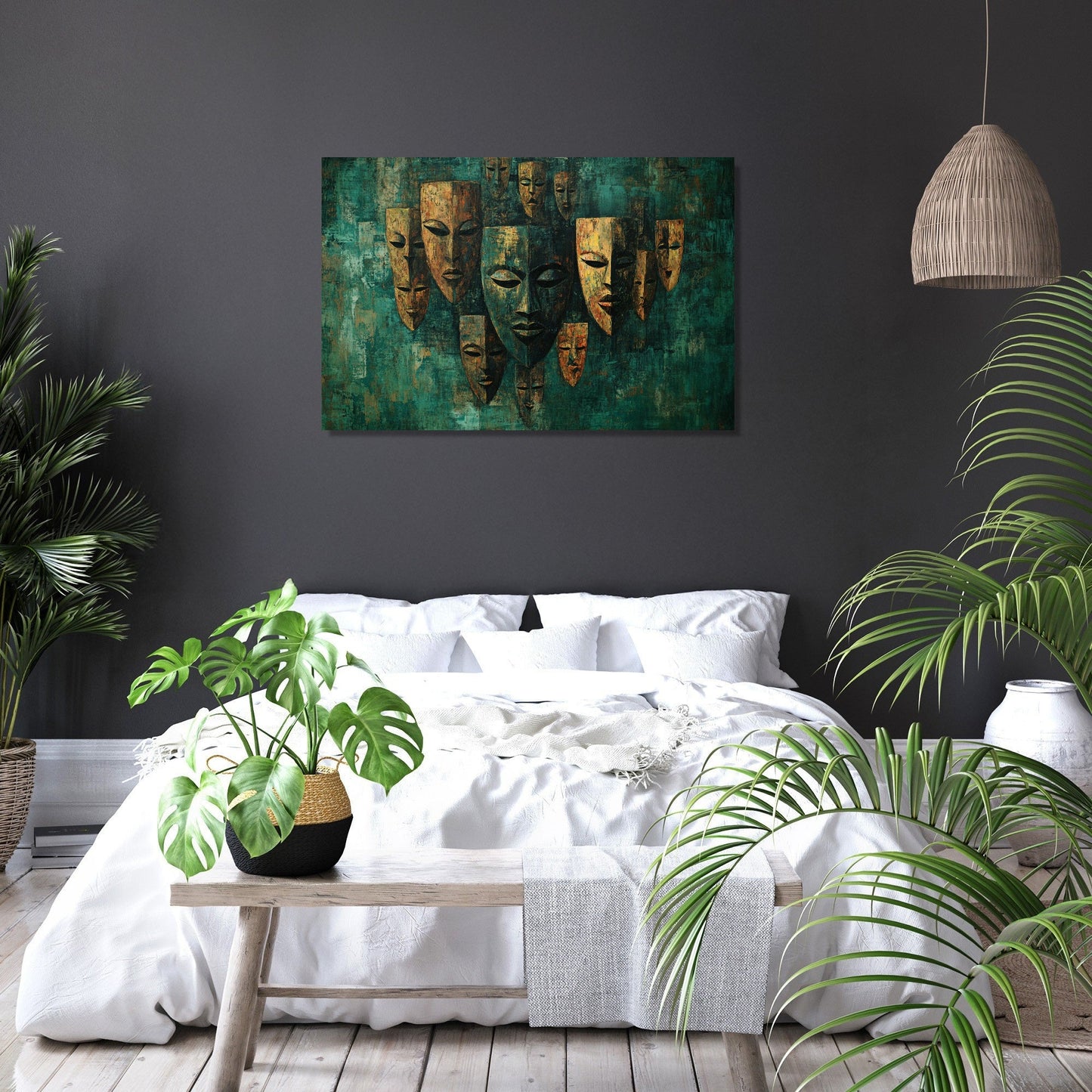 Tribal Masks Forest Canvas