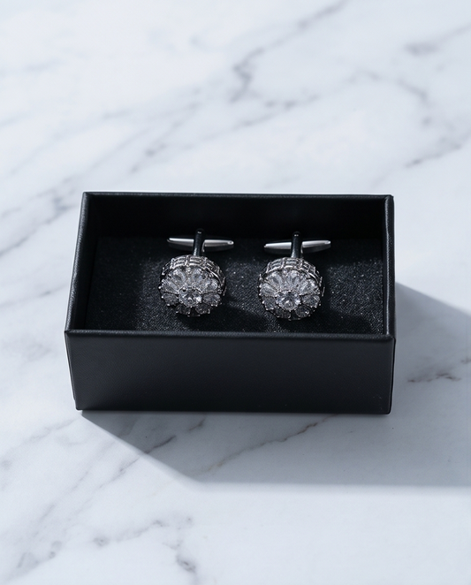 Radiant Crystal Flower Burst Cufflinks
