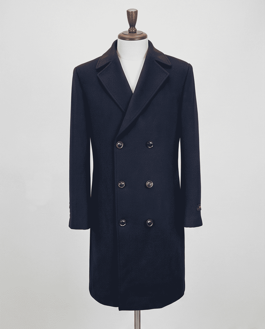 Classic Double-Breasted Wool Blend Overcoat