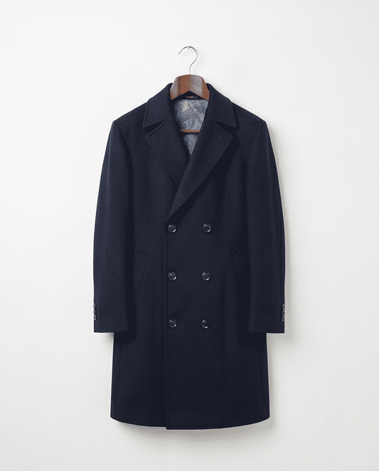 Classic Double-Breasted Wool Blend Overcoat