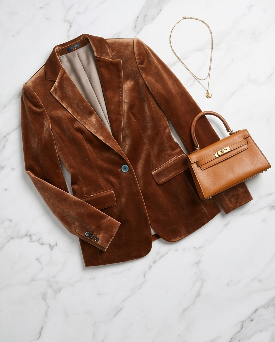 Camel Velvet Blazer