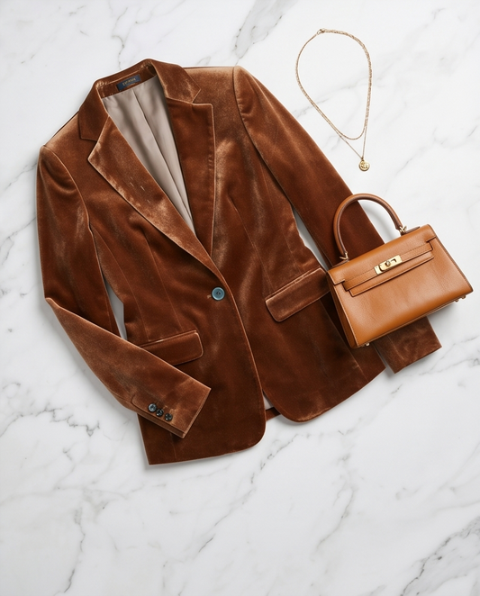 Camel Velvet Blazer