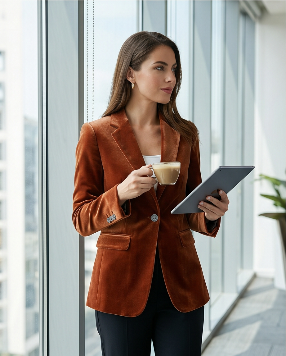 Camel Velvet Blazer
