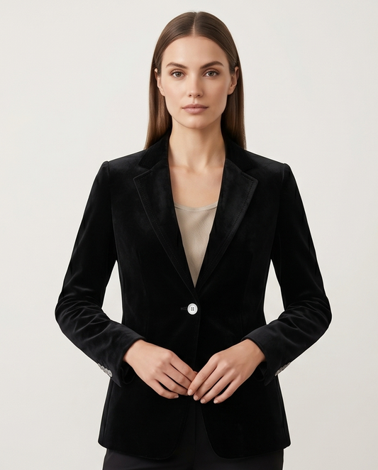 Women's Black Velvet Blazer