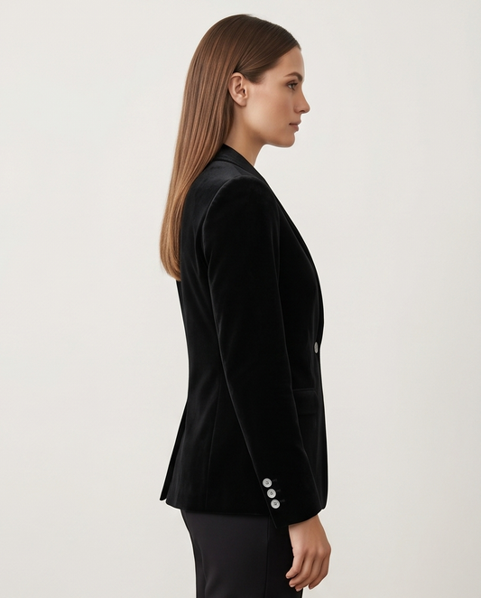 Women's Black Velvet Blazer