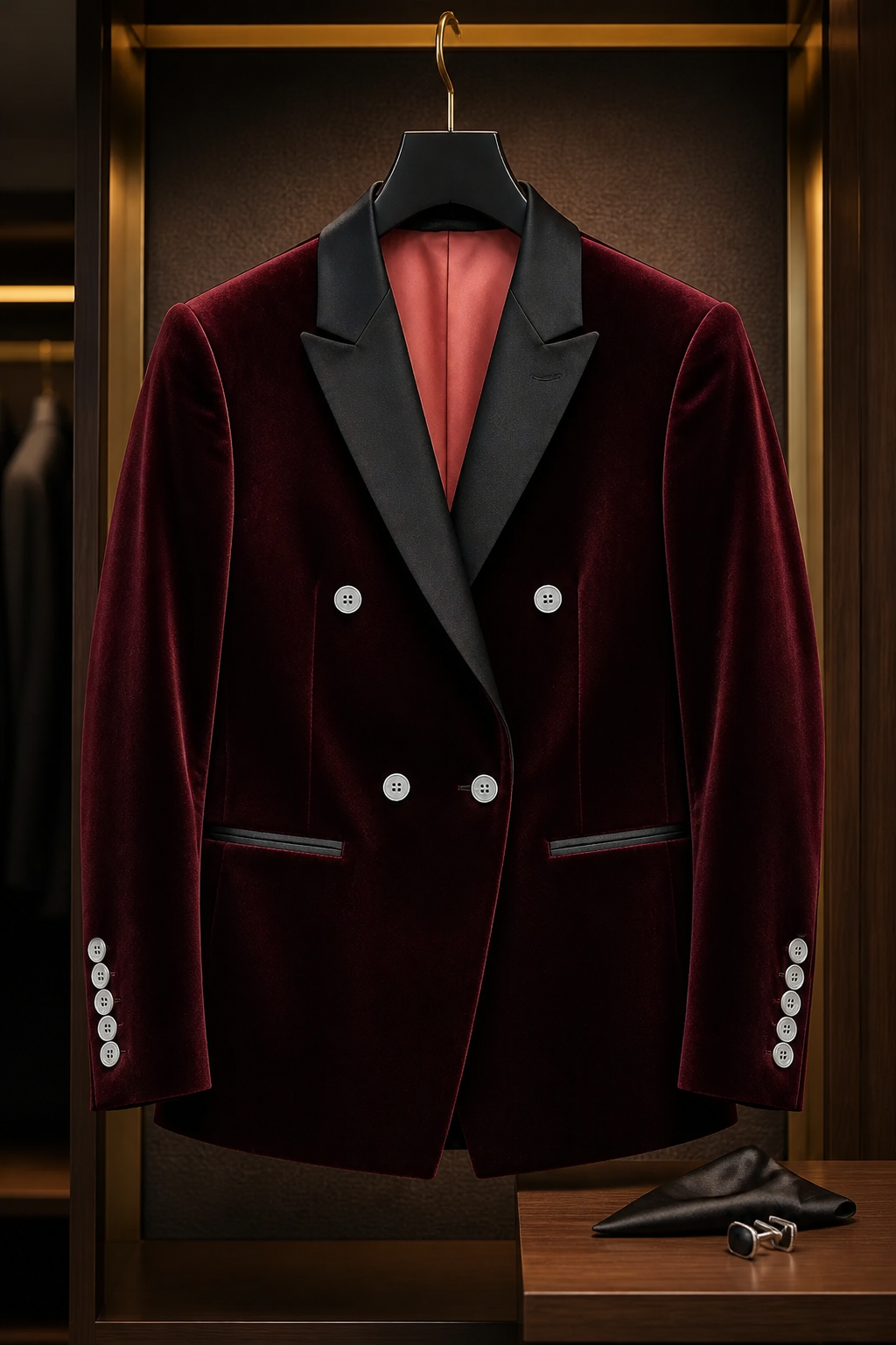 Burgundy Double Breasted Dinner Jacket