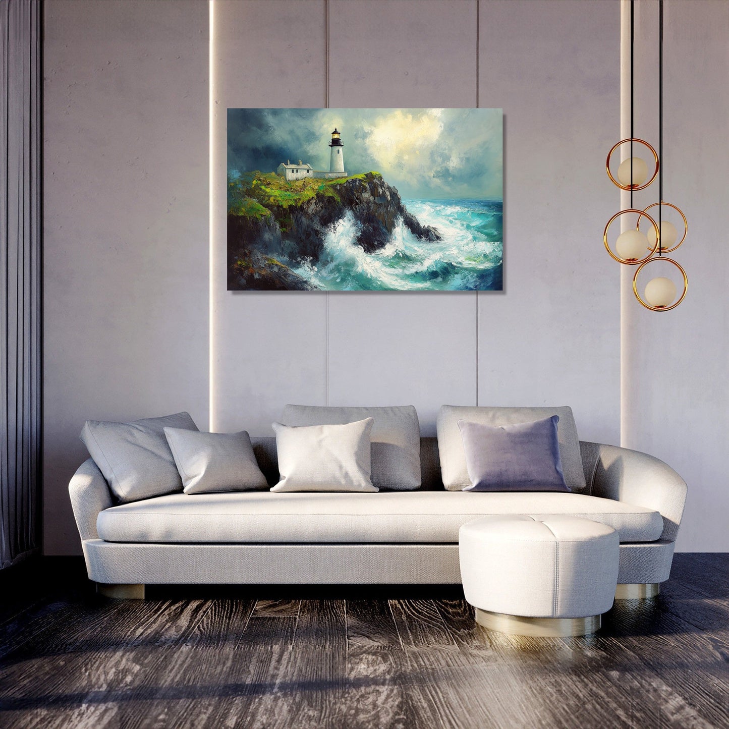 Lighthouse on Emerald Shores Canvas