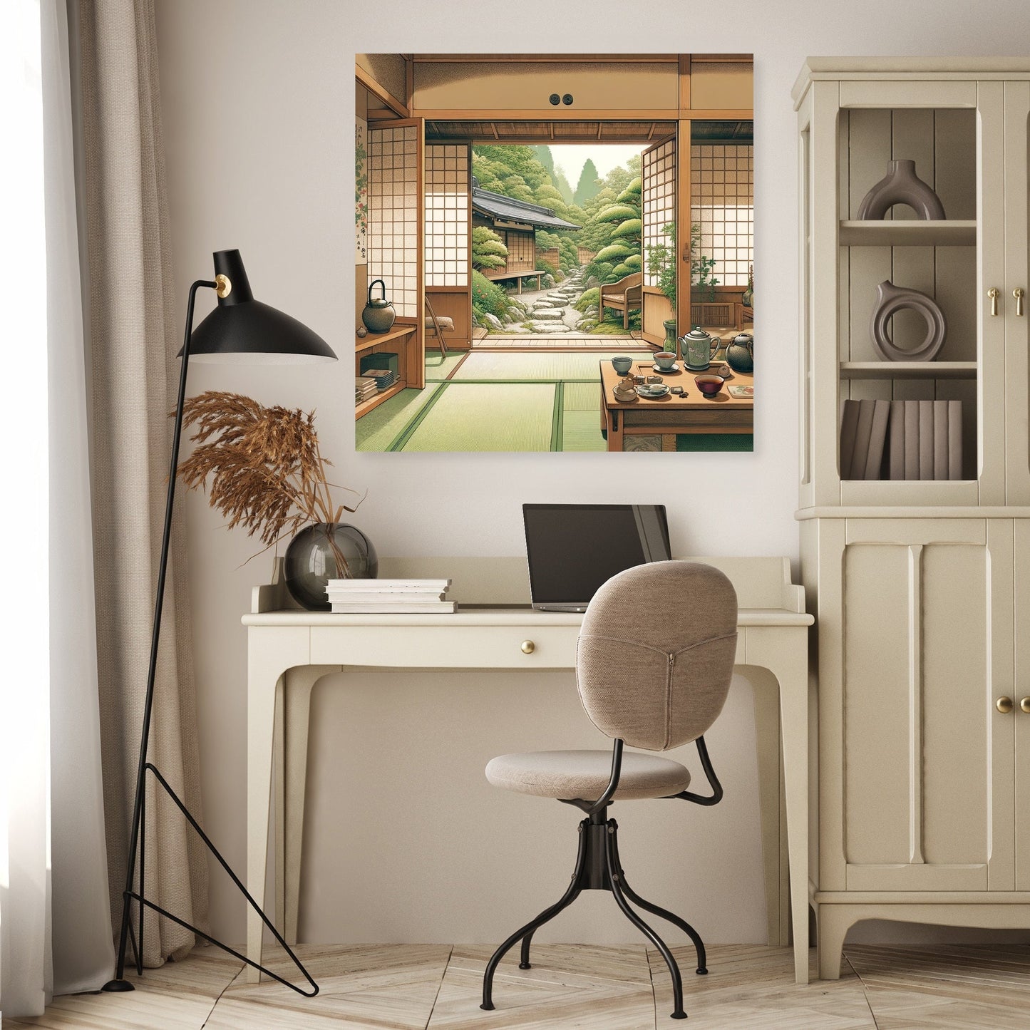 Serene Tea House Canvas