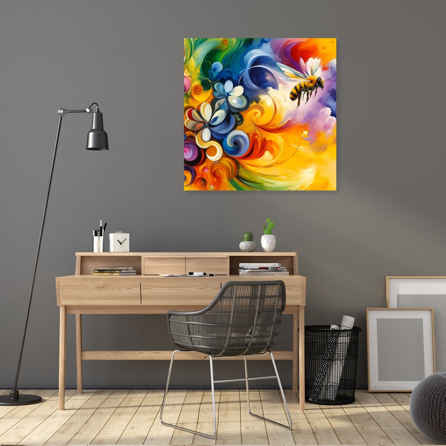 Vibrant Pollination Bee Canvas