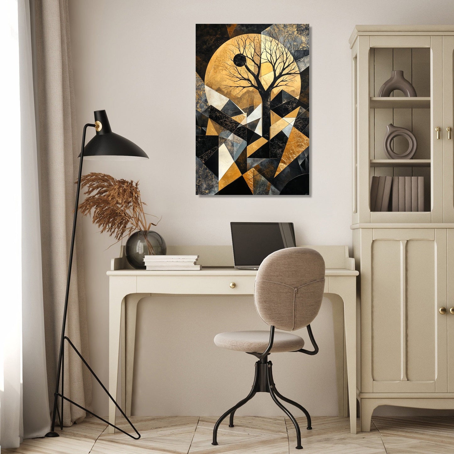 Geometric Nightscape Canvas