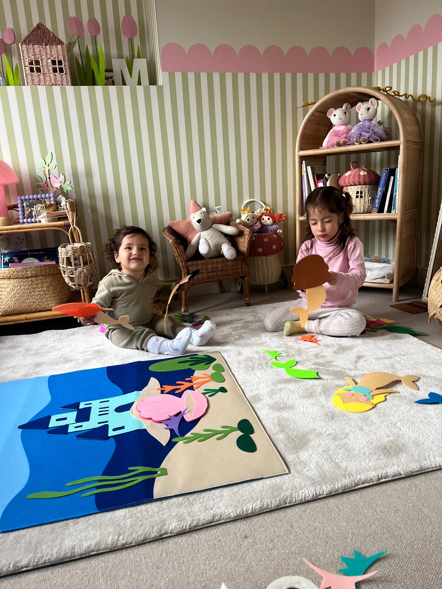 Back in stock: Paste The Mermaid Felt Play Board-Magical Dress up activity for girls