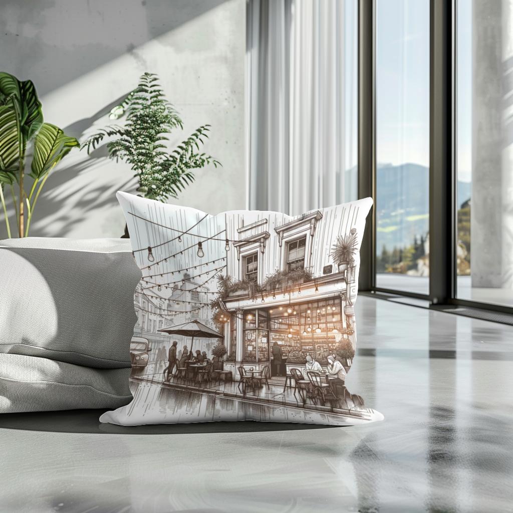 Rainy Day Café Cotton Cushion