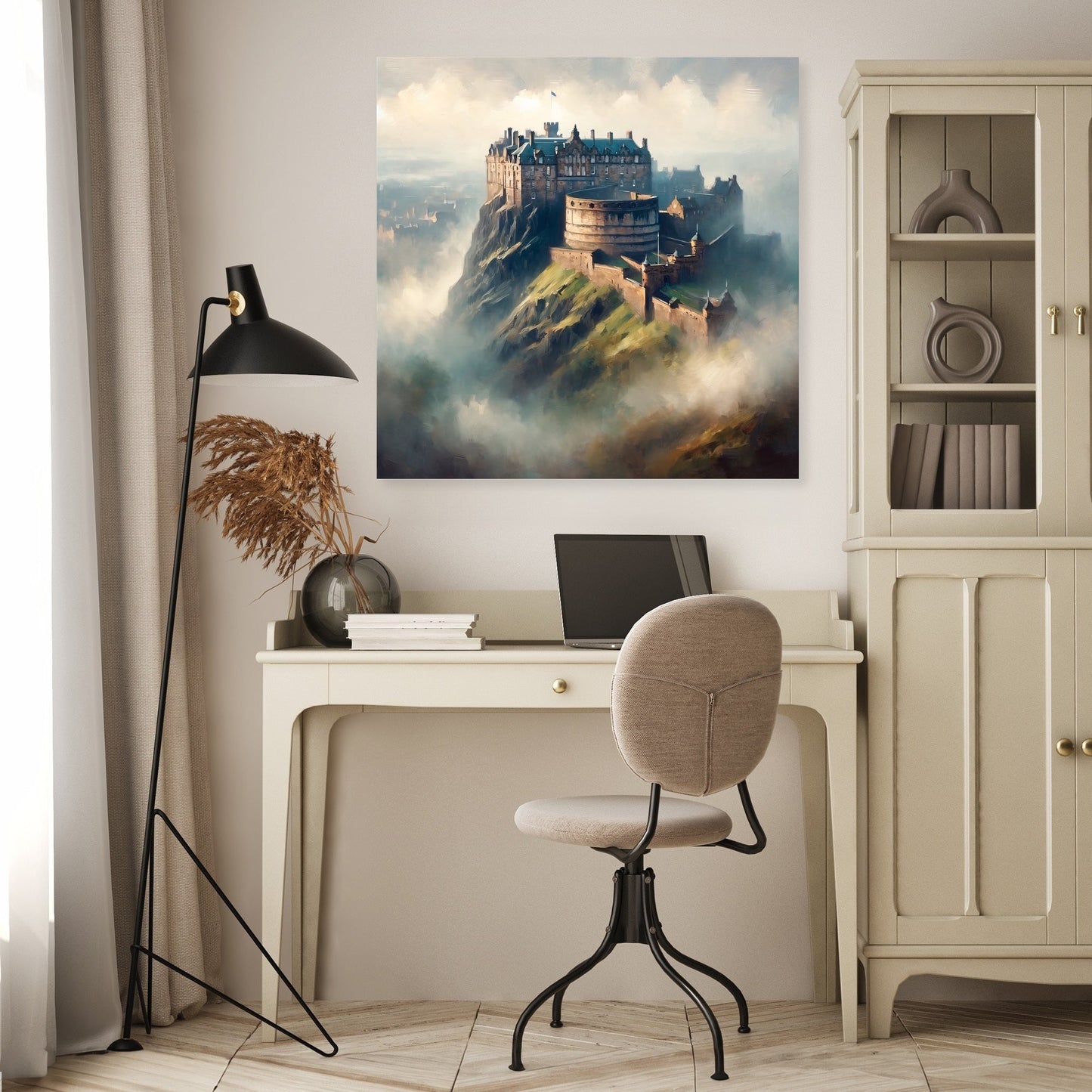 Edinburgh Castle Misty Dawn Canvas