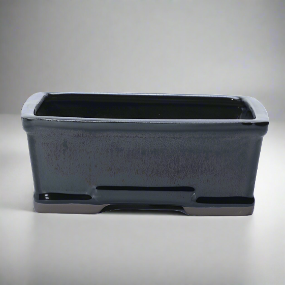 18cm Glazed Bonsai Pot | Rectangle | 18cm x 14cm x 6cm | Black