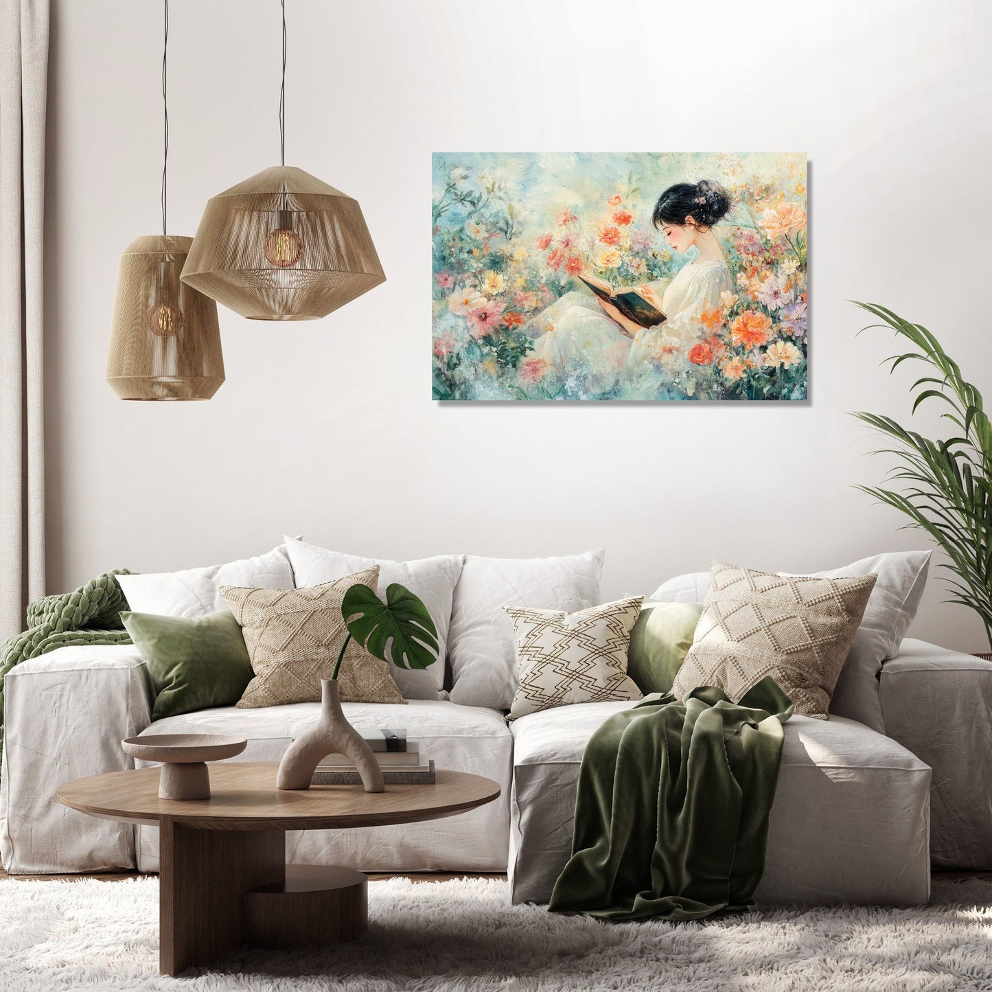Mother’s Tranquil Reading Canvas