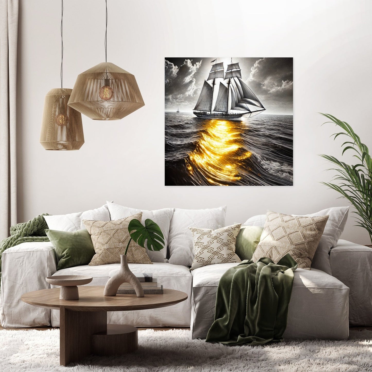 Golden Reflection Sailboat Canvas