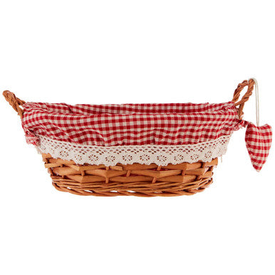 Orla Willow Bread Basket with Red Gingham Lining