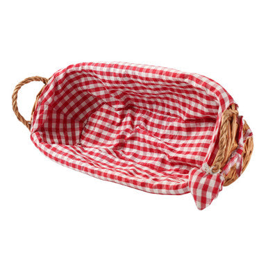 Red Gingham Lining Oblong Willow Basket