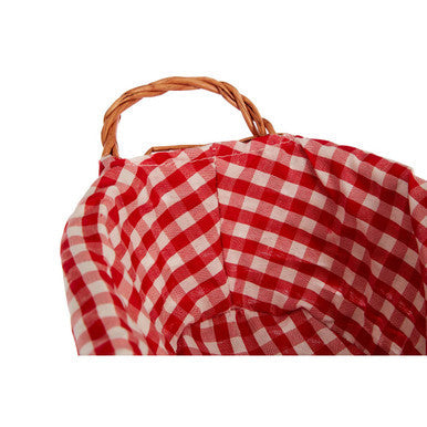 Red Gingham Lining Oblong Willow Bread Basket | Orla