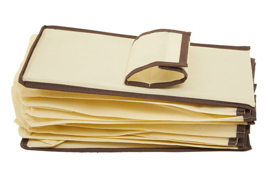 Tavia Cream Brown Trim 10 Section Hanging Shoe Organiser