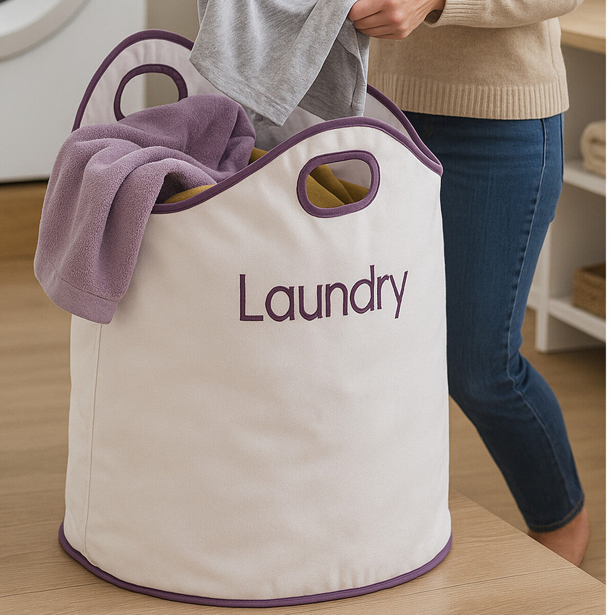White and Purple Laundry Bag | GreenLoop