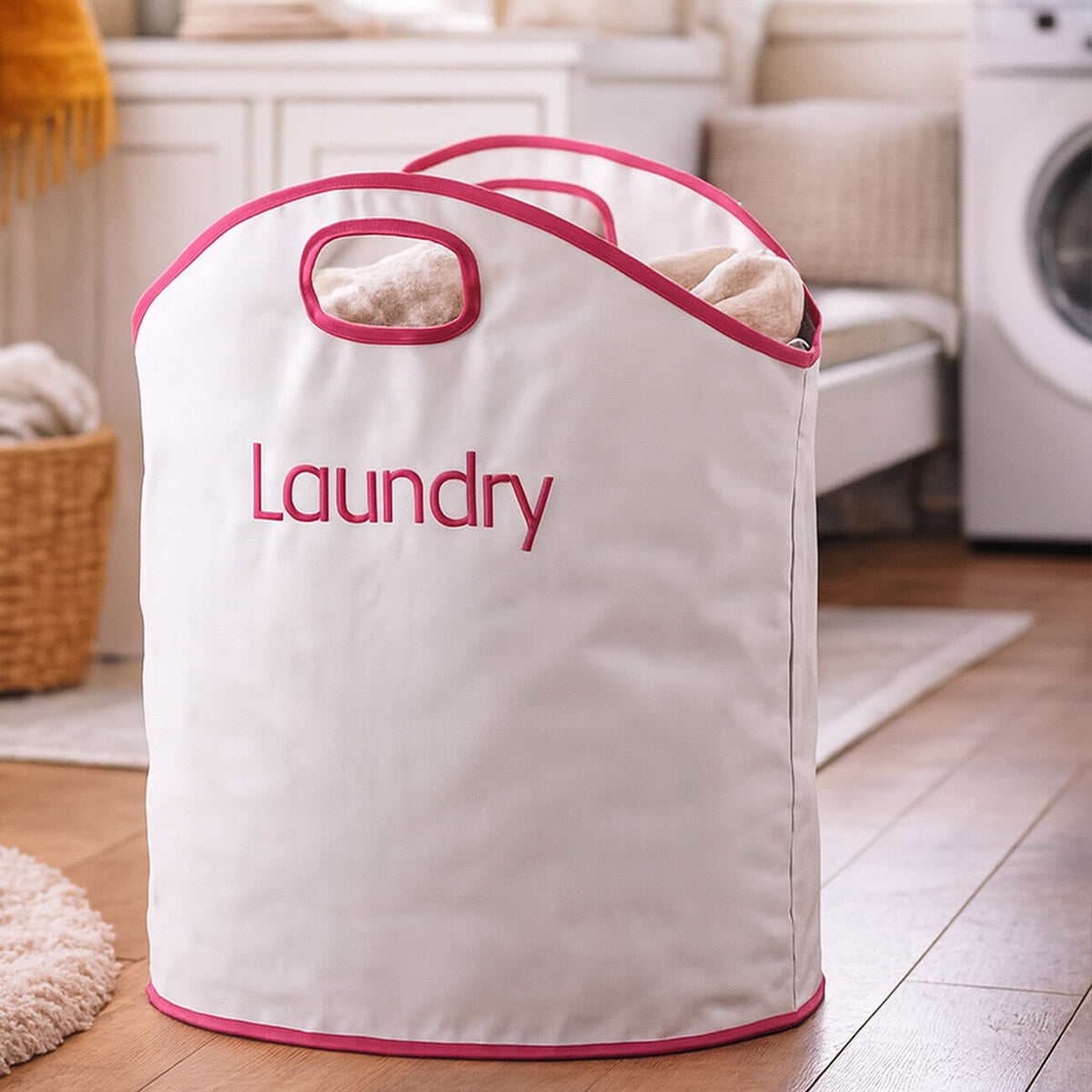 GreenLoop White and Hot Pink Laundry Bag