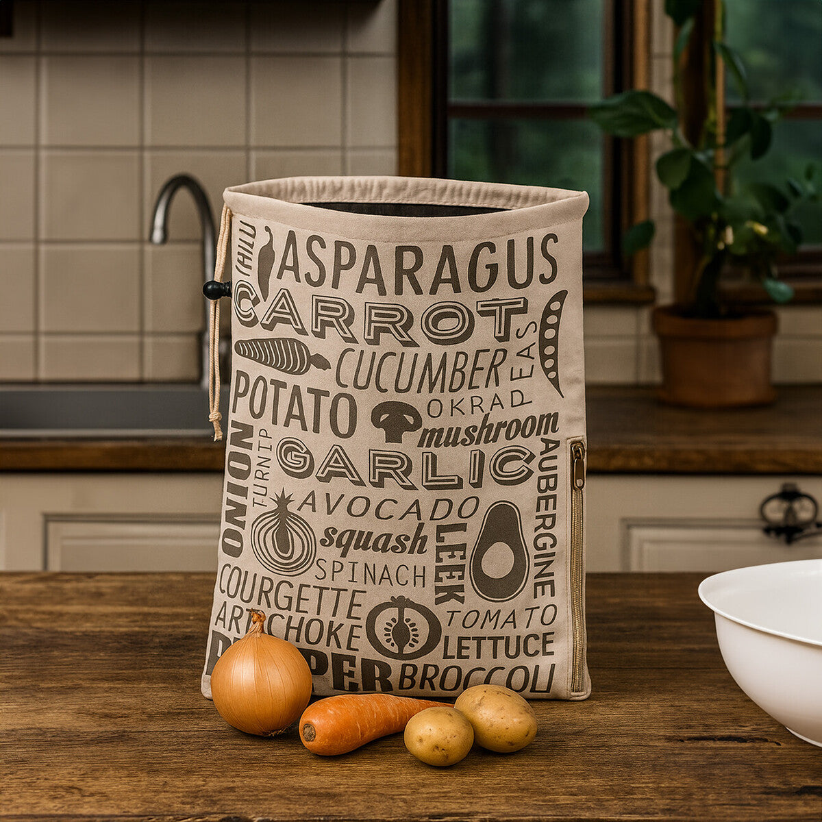 Porter Grey And Natural Vegetable Bag
