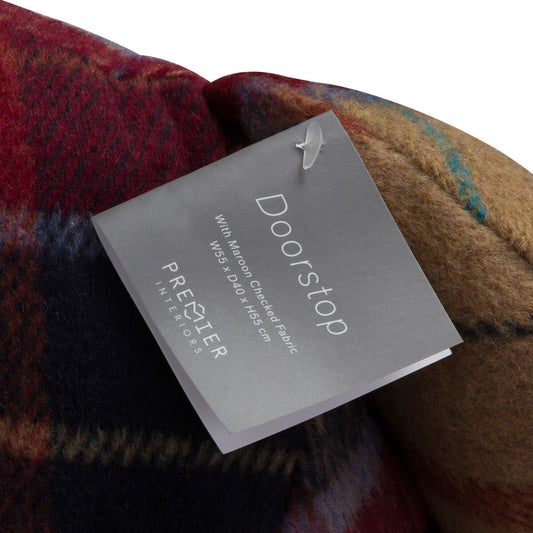 Heritage Large Maroon Check Bear Door Stop