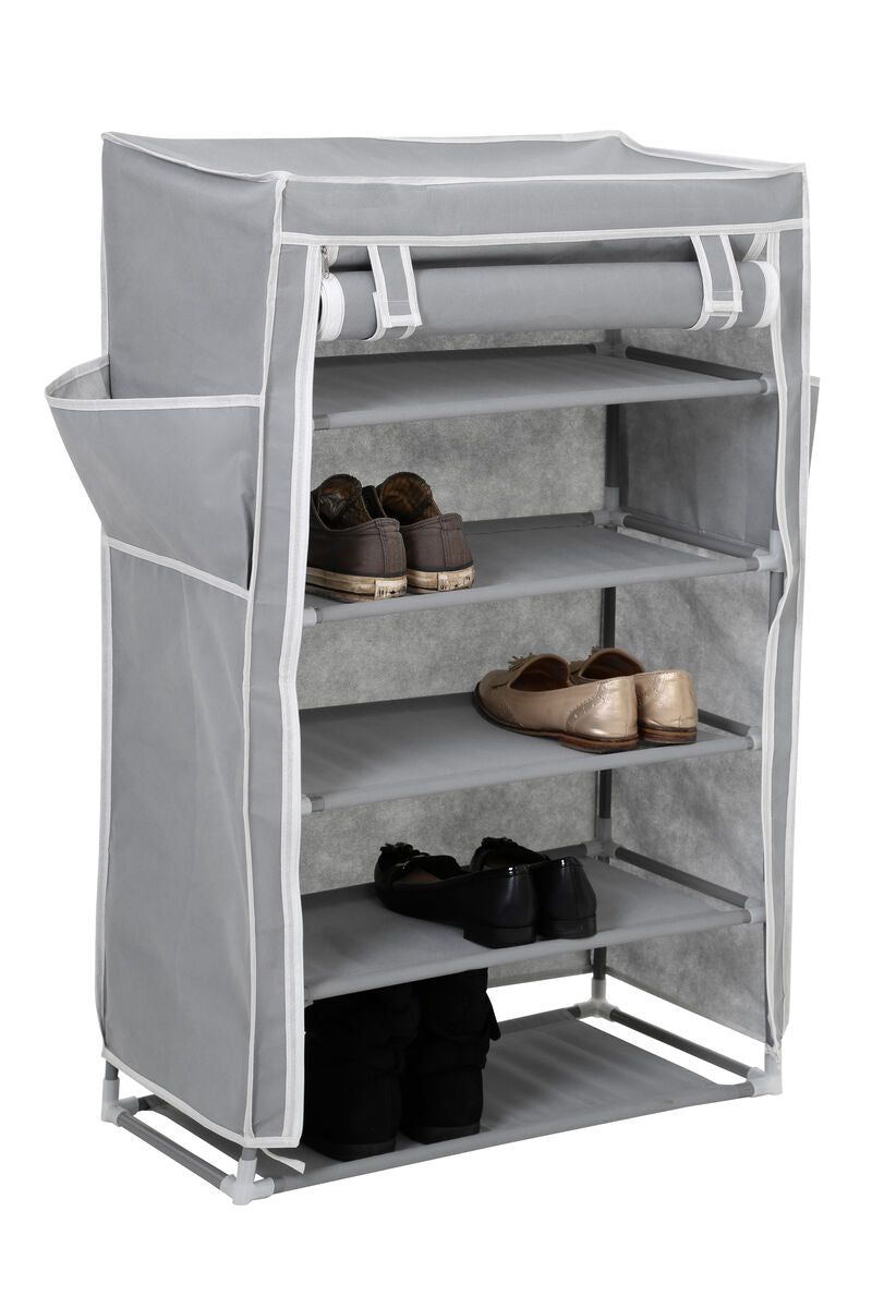 Grey With White Trim 5 Tier Shoe Rack