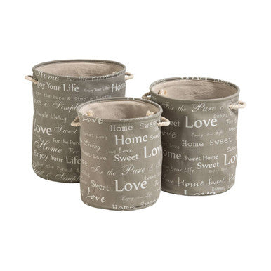 Set Of Three Canvas Round Laundry Hampers